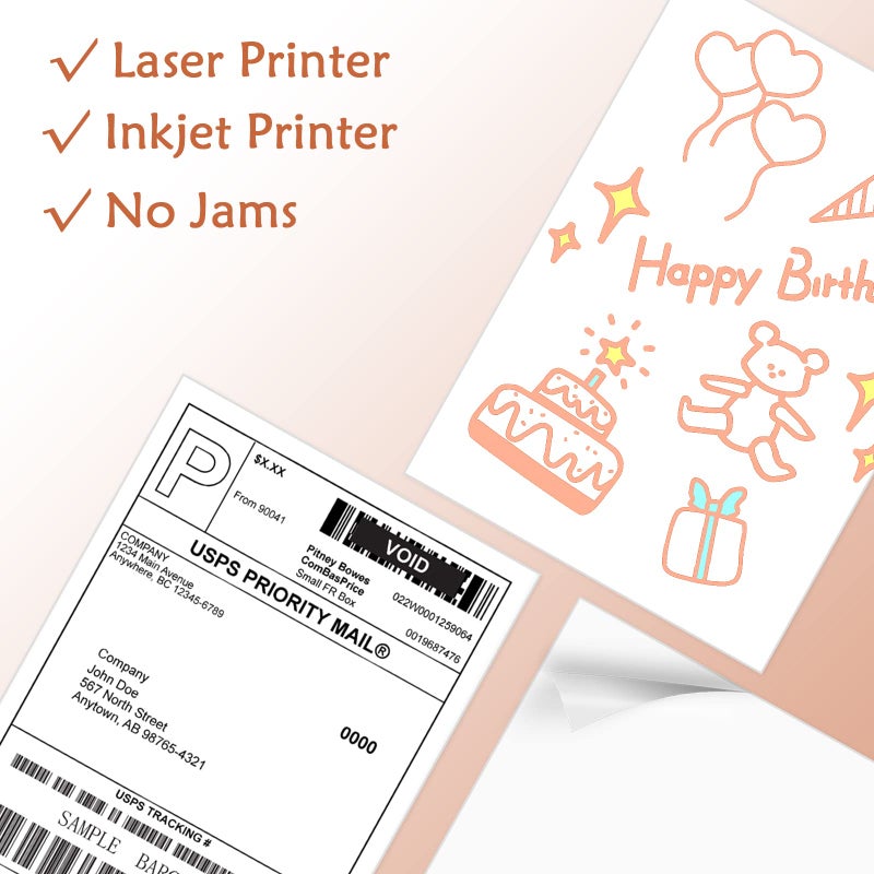 9527 Product 50 Labels 8.5x11 Labels Shipping Address Labels for Laser/Ink Jet Printer, 50 Sheets - Image 2